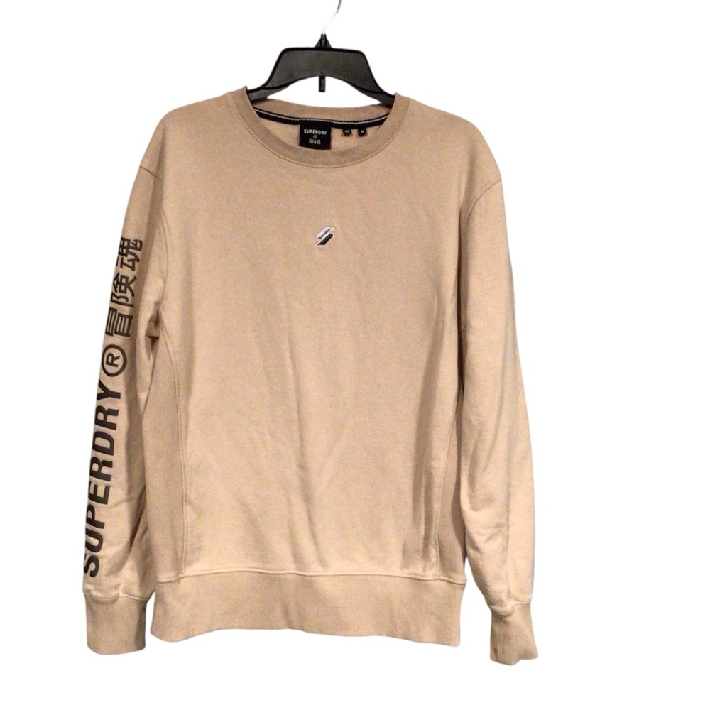 Superdry tan Unisex Code Linear Loose Crew Sweatshirt size medium